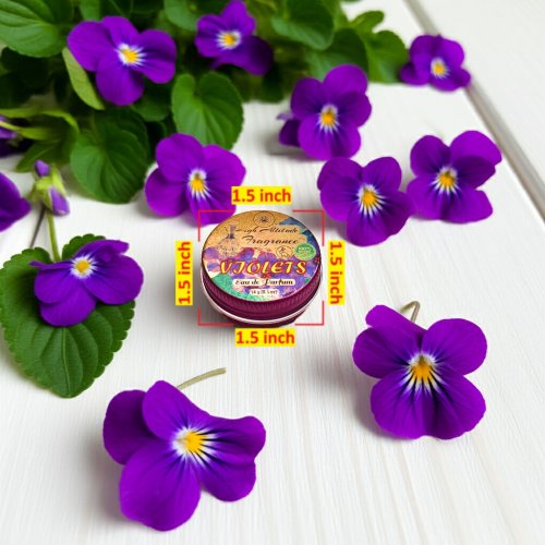 VIOLETS Perfume - Eau de Parfum - Solid Balm (Viola Odorata, Orris, Lavender, Heliotrope, Hyacinth, Vanilla) - Natural Fragrance - Wedding Party Travel Seminar Guest Favors Gifts