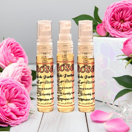 ROSE Perfume - Eau de Parfum - Spray Vaporizer (Tea Rose, De Mai, Otto Oil, Rosa Damascena, Centifolia) - Natural Fragrance - Wedding Party Travel Seminar Guest Favors Gifts