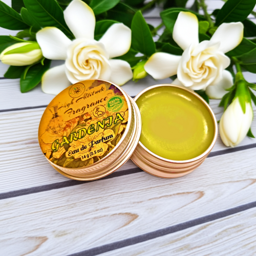 GARDENIA Perfume - Eau de Parfum - Solid Balm - Aromatherapy Essential Oils (Gardenia Grandiflora, Frangipani, Jasmine, Lily, Champaca) - Natural Fragrance
