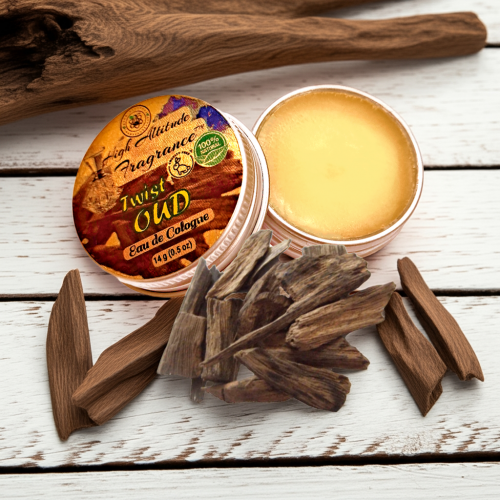 OUD TWIST Cologne - Eau de Cologne - Solid Balm - Aromatherapy Essential Oils (Agarwood, Aquilaria, Oudh, Amber, Cedarwood, Oakmoss, Tobacco &amp; Leather) - Natural Fragrance