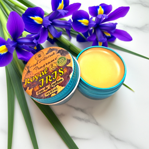 ROYAL IRIS Solid Perfume Balm – Iris Florentina, Violet, Rose &amp; Tropical Fruit | Powdery Floral Natural Fragrance